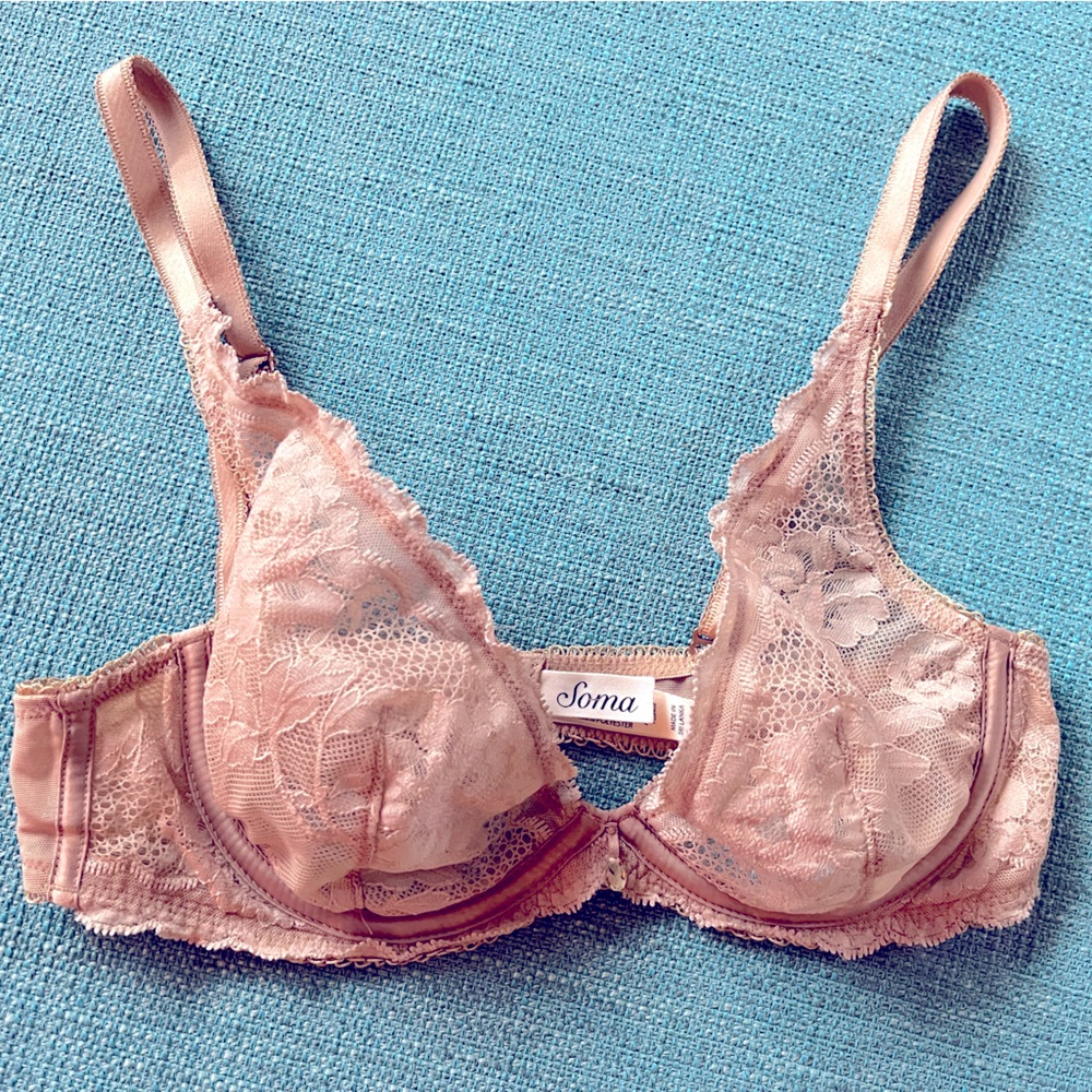 Soma Amorous Lace Plunge Bra 32D beige
